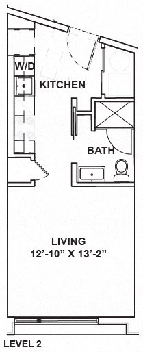 Floor plan for studio, 1 bath, 380 sqft
